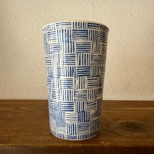 Threshold Blue White Porcelain Travel Tumbler Coffee Mug No Lid